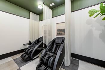 Recovery and relaxation lounge with massage chairs